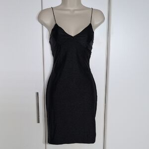 Timing Black Mini Dress with Spaghetti Straps